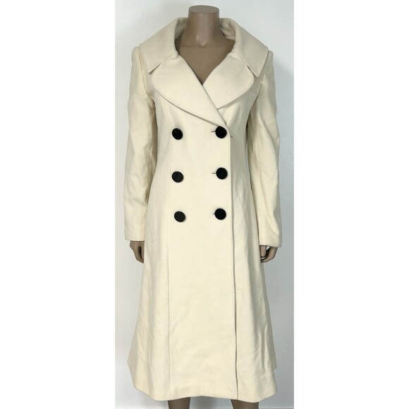 NWT Marvin Richards Double Breasted Cream Jacket Wool Cashmere Coat 6 Fit Flare - Picture 1 of 7